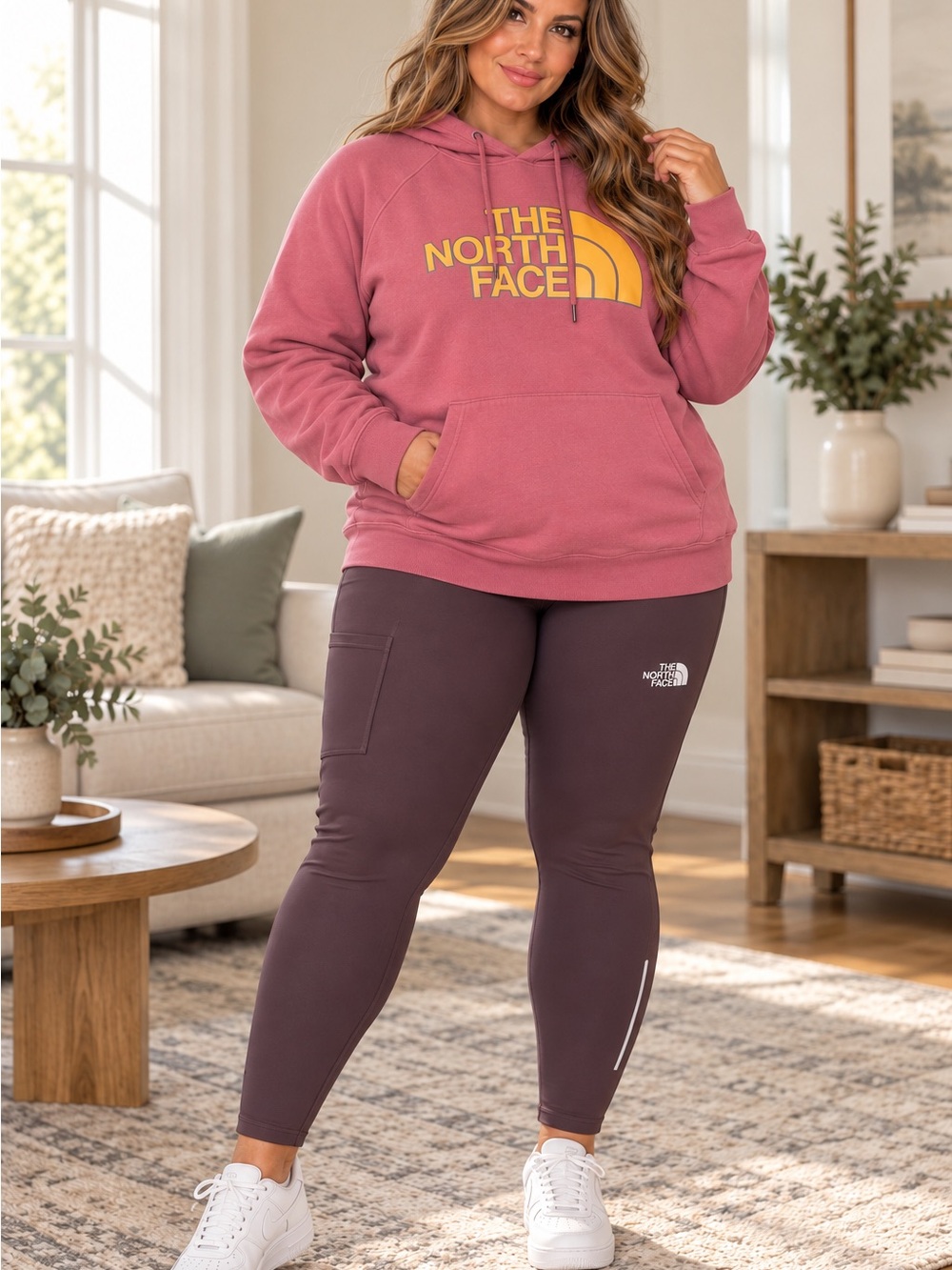 The North Face XL  Pink Hoodie & Plum Leggings Set
